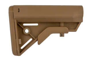 The B5 systems sopmod bravo milspec stock is made from polymer with a coyote brown color